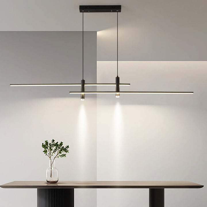 Lustre LED moderne à longue ligne avec projecteur pour îlot 