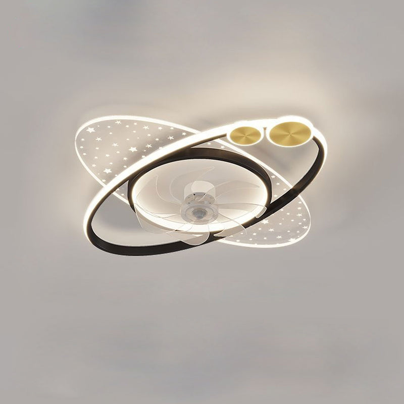 Modern Creative Planet Star Effect LED Flush Mount Ceiling Fan Light