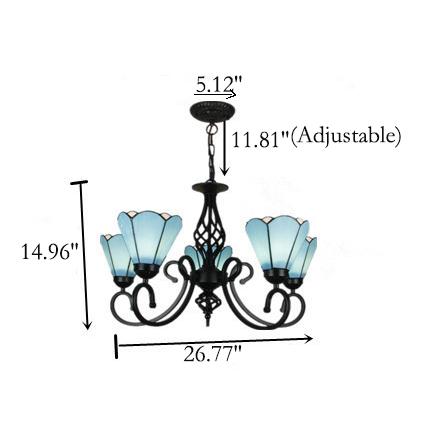Lustre Européen Créatif en Verre Tiffany 3/5/6/8 Lumières 