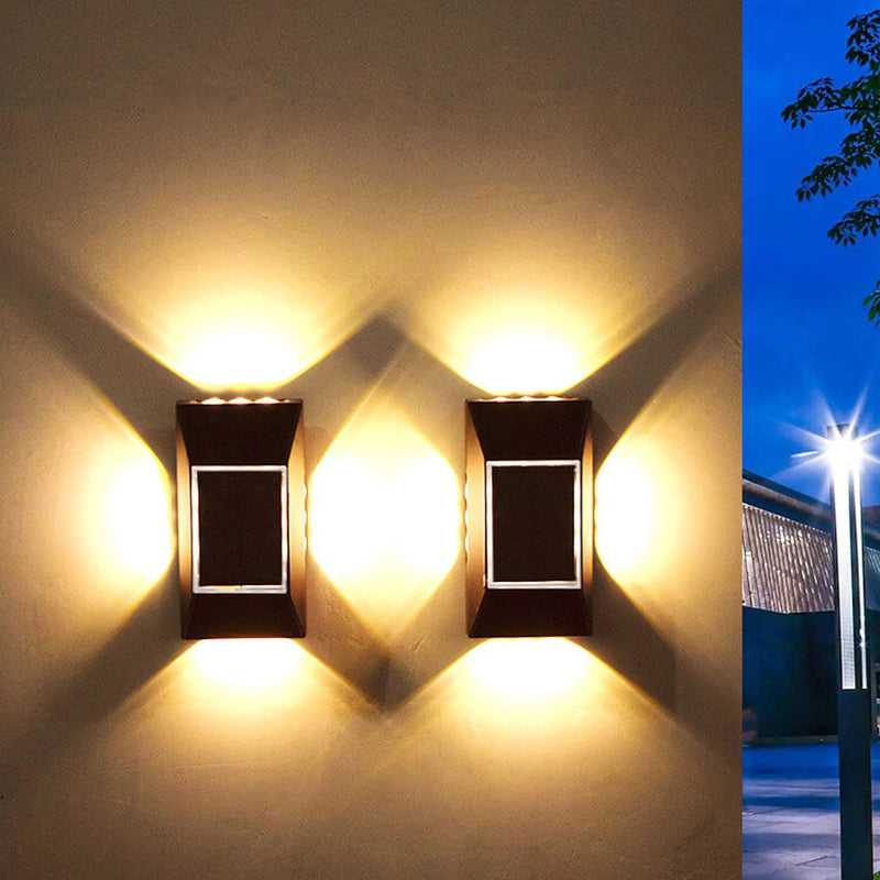 Solar LED All Around Lighting Garden Outdoor Light Wall Sconce Lamp