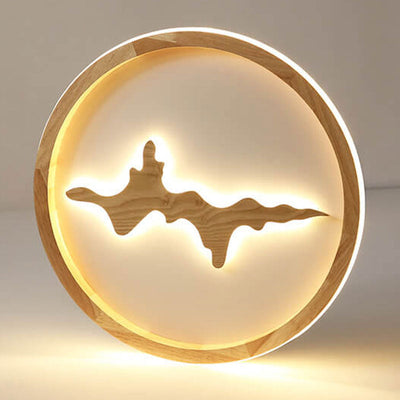 Nordic Round Solid Wood Zen LED Flush Mount Ceiling Light