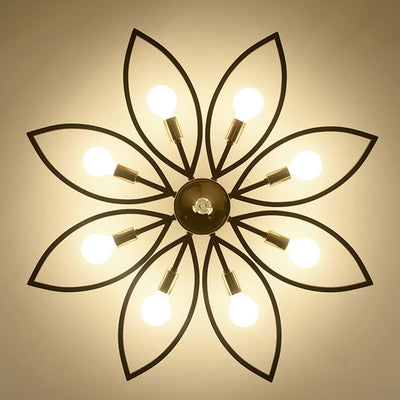 Lumière de plafond encastrée en cristal de fer forgé de luxe nordique 6/8 lumières 