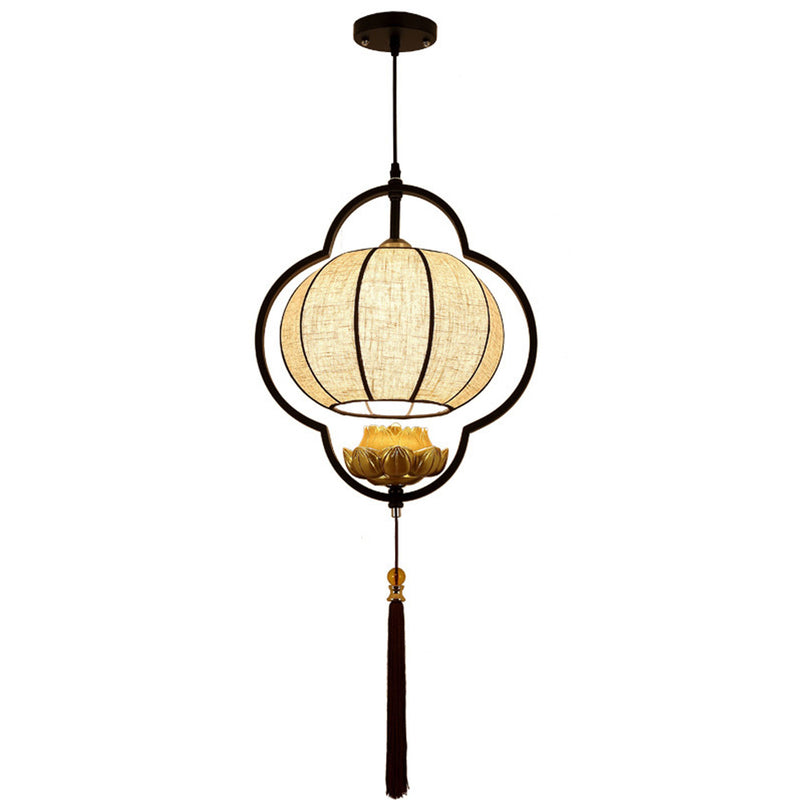 Chinese Retro Light Luxury Wrought Iron 1-Light Pendant Light