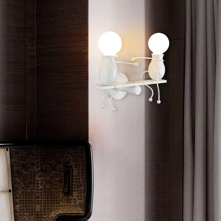 Moderna Creativa Dos Pequeñas Personas Lámpara Aplique de Pared de 2 Luces 