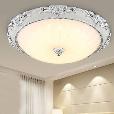 European Retro Round Floral Design LED Flush Mount Ceiling Light