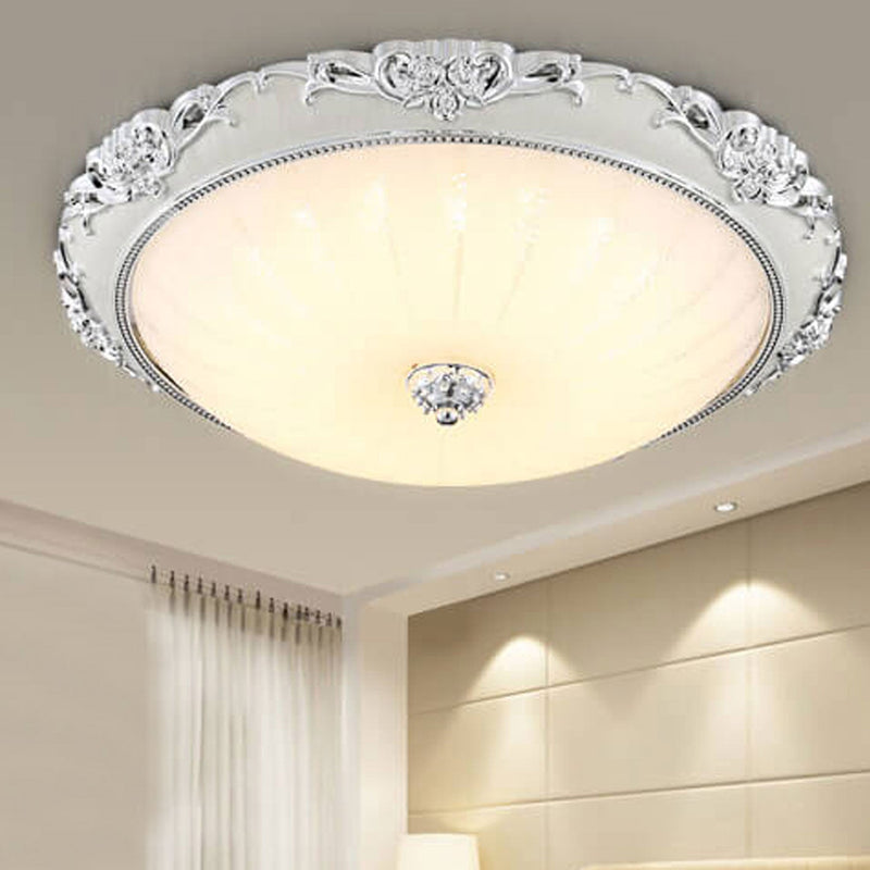 European Retro Round Floral Design LED Flush Mount Ceiling Light