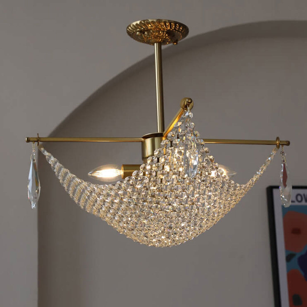 Moderner Luxus Kristallnetz 4-Licht Art Kronleuchter 