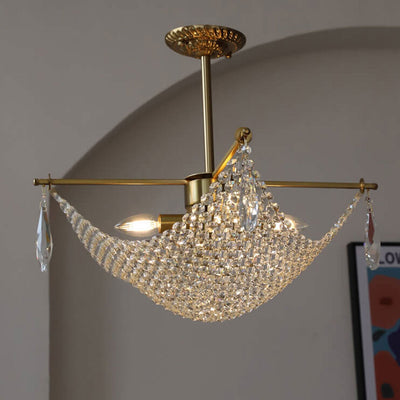 Modern Luxury Crystal Netting 4-Light Art Chandelier