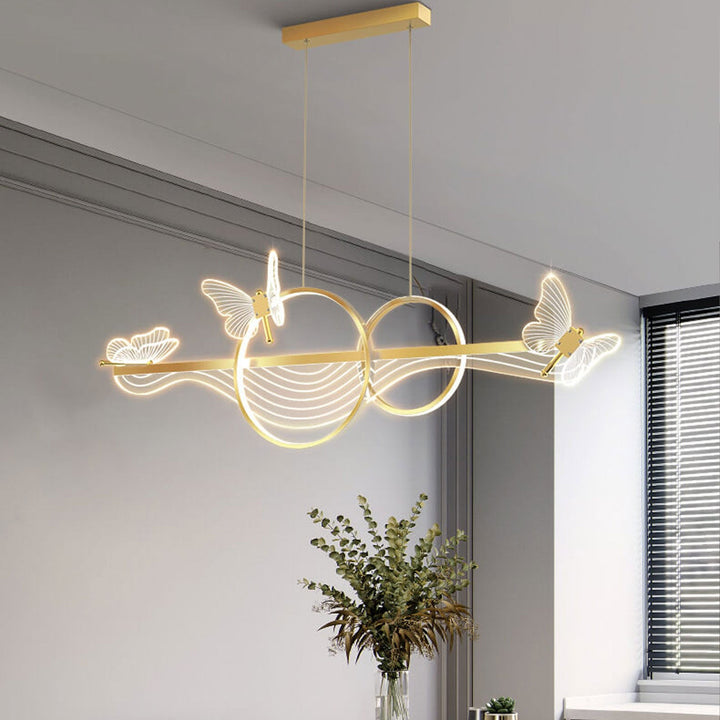 Lustre LED linéaire rond papillon de luxe nordique 