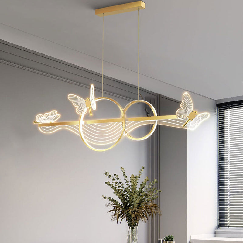 Nordic Light Luxury Butterfly Round Linear Island Light LED-Kronleuchter