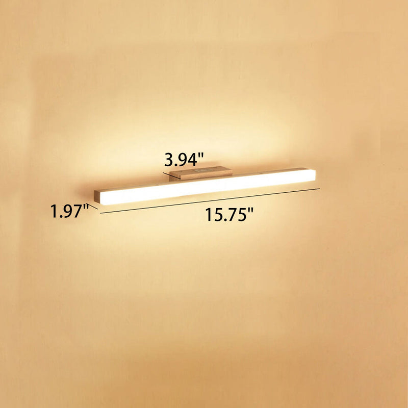 Nordic Minimalist Wooden Long Strip Vanity Light LED Wall Sconce Lamp