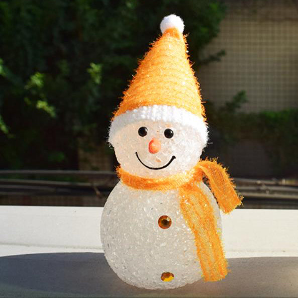 Christmas Solar Plastic Rice Ball Snowman 1-Light LED Floor Lamp