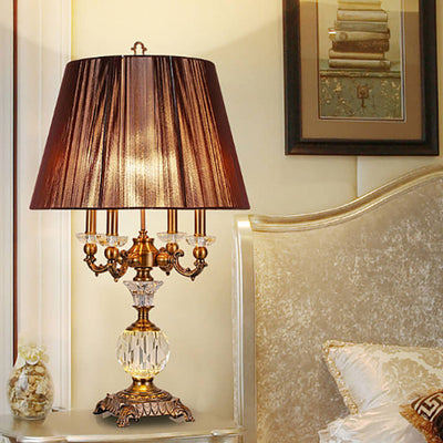 Lampe de table de luxe en alliage de zinc et cristal à 1 lumière, style européen 