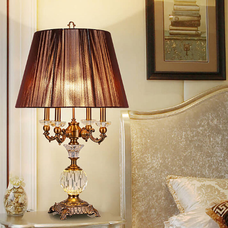 Lampe de table de luxe en alliage de zinc et cristal à 1 lumière, style européen 