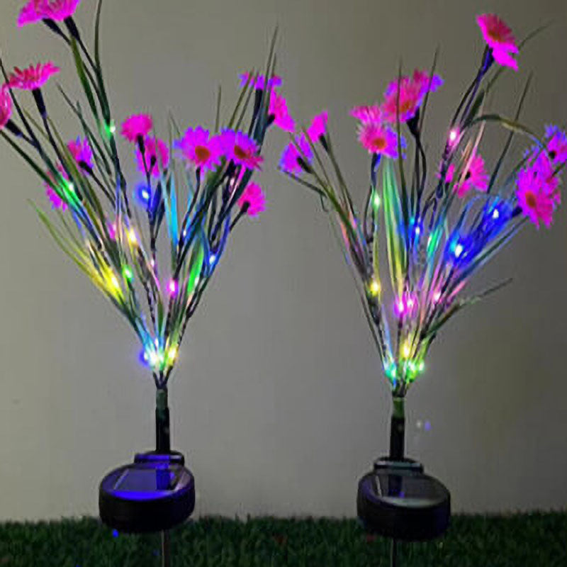 Lampe extérieure à LED en forme de fleur de couleur moderne solaire avec prise de terre 