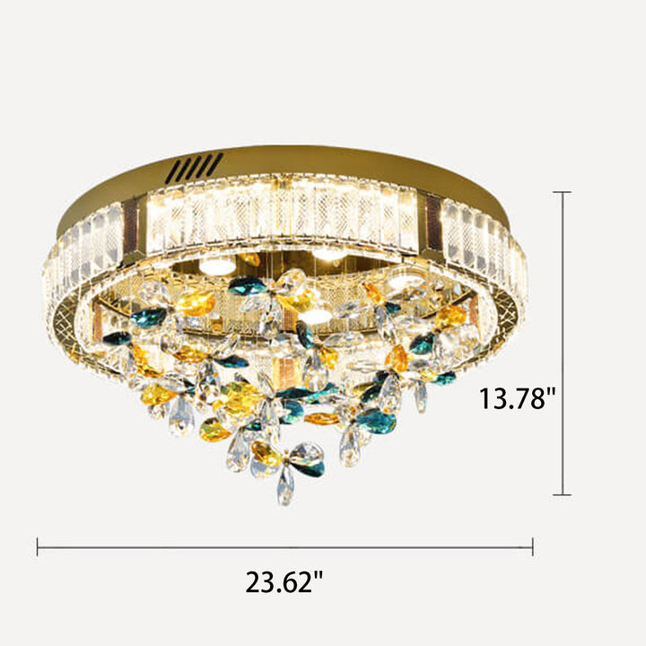 Moderne LED-Deckenleuchte „Jane Clover“ aus Edelstahl mit Kristallen 