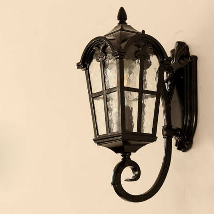 Lanterne murale étanche à 1 lumière en aluminium et verre rétro européen pour l&