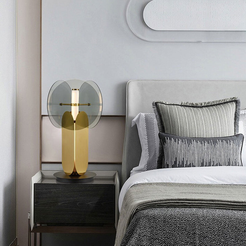Lampe de table LED en fer et verre d&