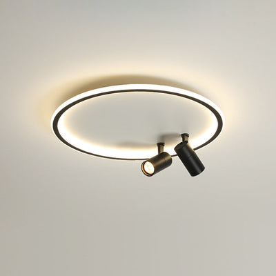 Contemporary Industrial Iron Round and Spotlight LED Chandelier