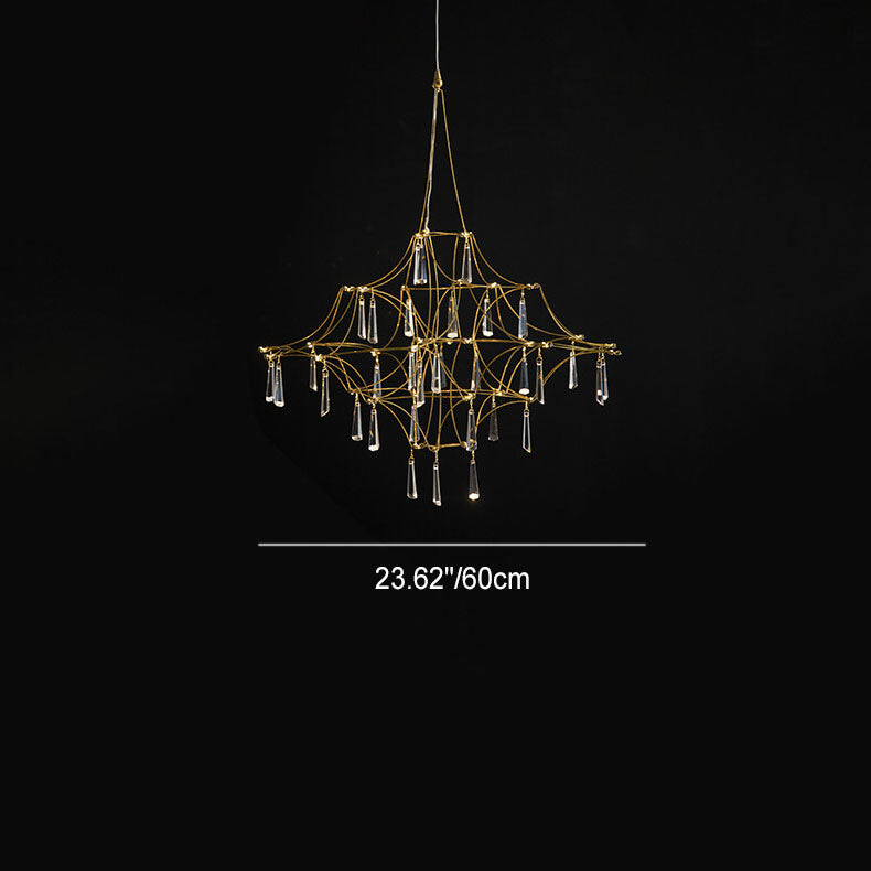 Modern Minimalist Mesh Brass Crystal LED Chandelier