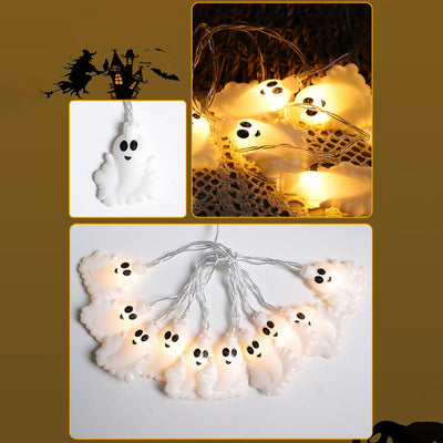 Halloween-Geister-Lichterkette Partydekoration Warmweiße Dekoration LED Bunte Lichterkette 