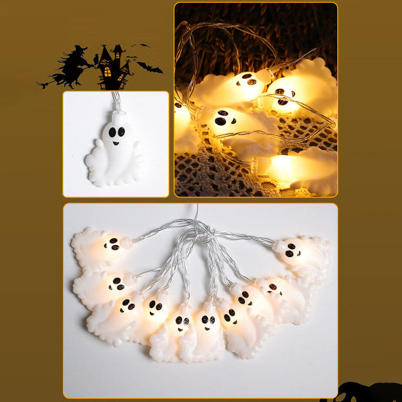 Halloween-Geister-Lichterkette Partydekoration Warmweiße Dekoration LED Bunte Lichterkette 