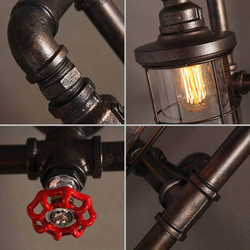 Industrial Metal Cage 2-Light Pipes Wall Sconce Lamp
