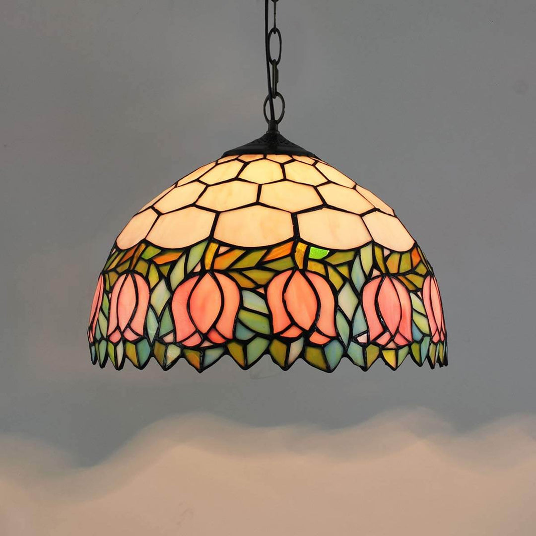Tiffany Tulip Buntglas-Hängeleuchte mit 1 Leuchte 