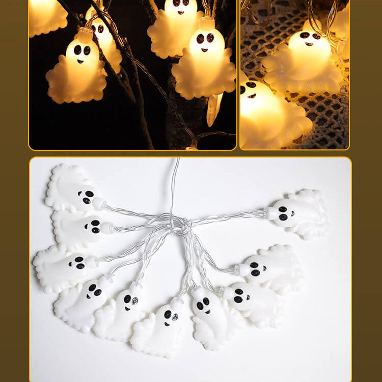 Halloween-Geister-Lichterkette Partydekoration Warmweiße Dekoration LED Bunte Lichterkette 