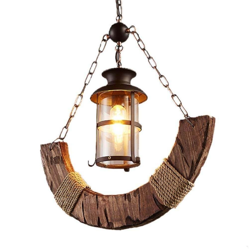 Lámpara colgante de 1 luz con forma de velero de madera retro 