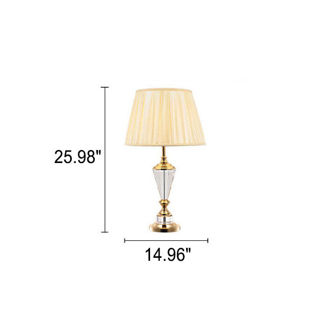 Lampe de table à 1 lumière en tissu cristal simple de style européen 
