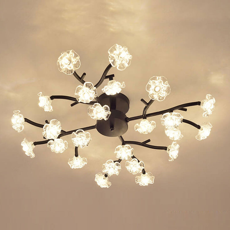 Nordic Creative Plum Blossom Tree Branch LED Semi-Flush Mount Ceiling Light