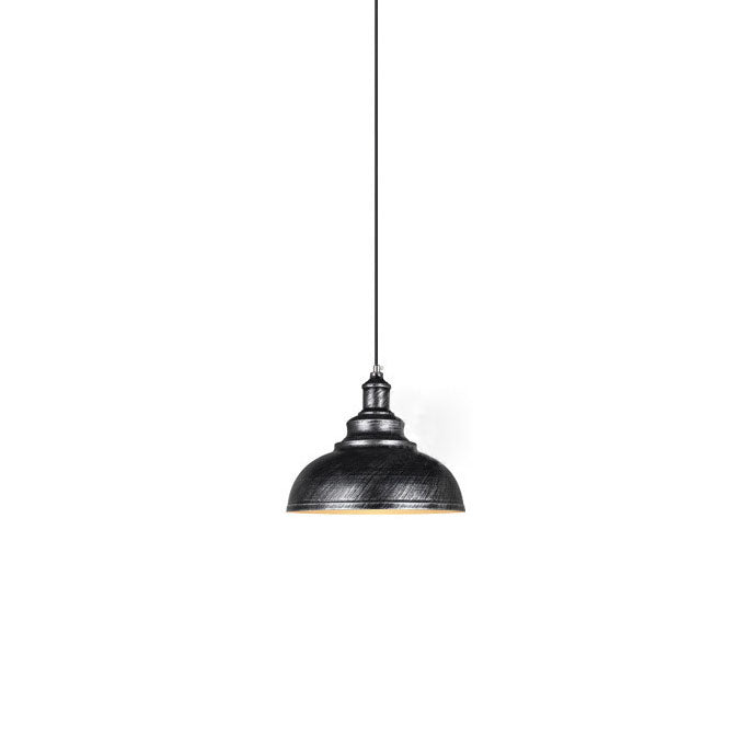 Lustre Suspendu à 1 Lumière avec Abat-jour Rond en Fer de Style Industriel 