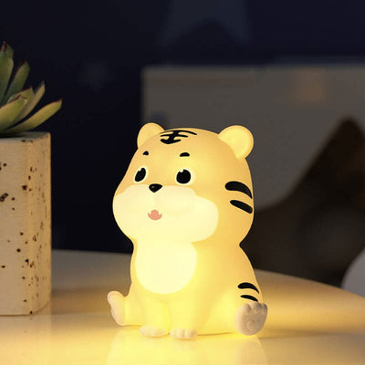 Childlike Cute Cartoon Silicone Tiger Design LED Night Light Table Lamp