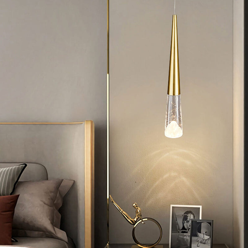 Simple Full Copper Long Wire Slim Tapered Design LED Pendant Light