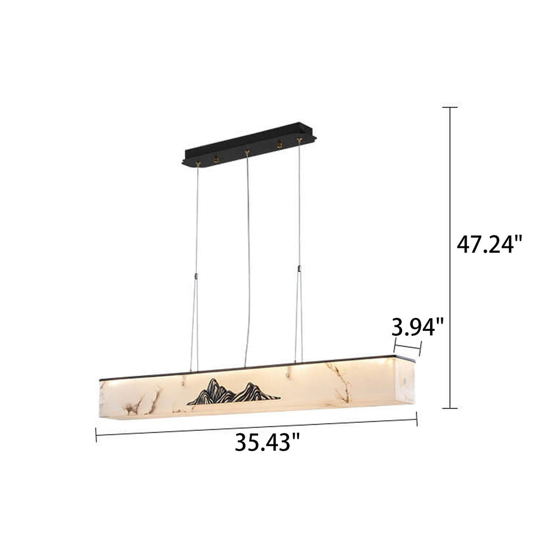 Moderne Luxus Marmor Lange Kupfer Zen Insel Licht LED Kronleuchter 