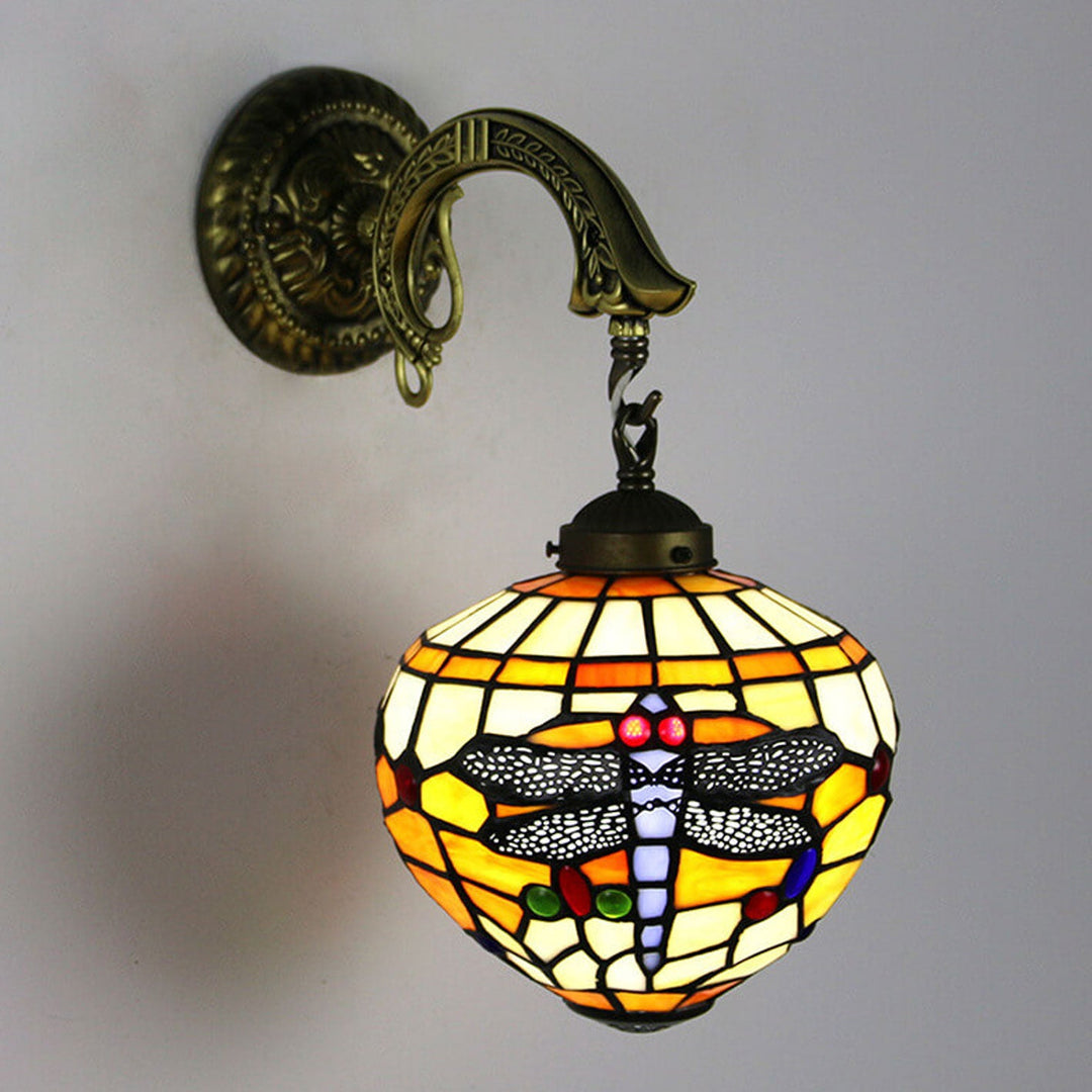 Lámpara de Aplique de Pared de 1 Luz de Vidrio Tiffany Vintage 