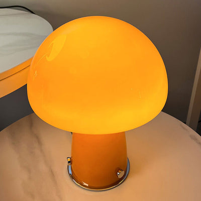 Nordic Orange White Glass Mushroom 1-Light Table Lamp