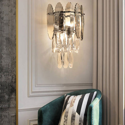 Modern Luxury Crystal Multi-Layer Column 1-Light Wall Sconce Lamp