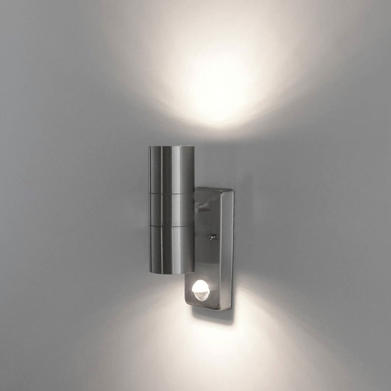 Industrial Chrome Cylindrical Spotlight 1-Light Outdoor Waterproof Wall Sconce Lamp