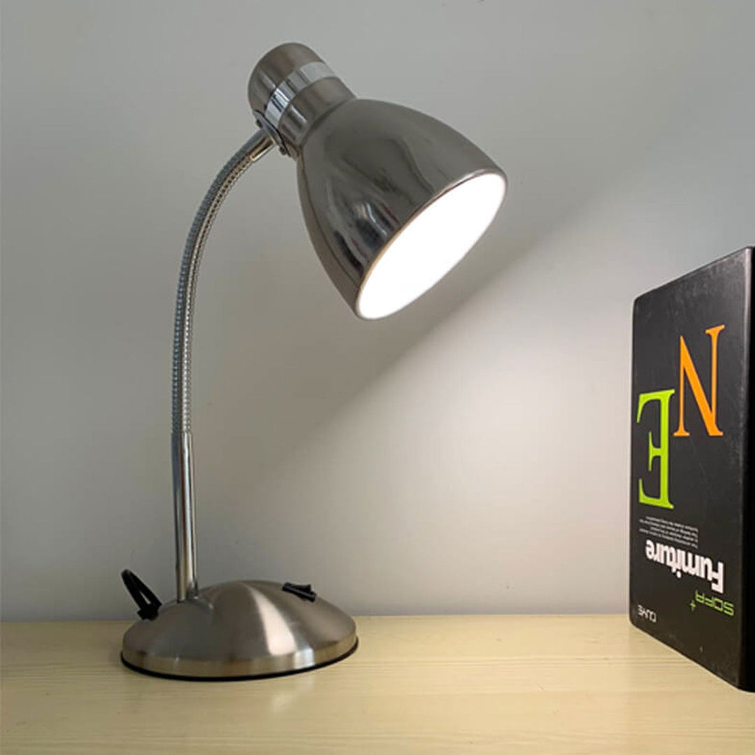 Lampe de Table Vintage Industrielle en Métal Chromé Vieilli à 1 Lumière 