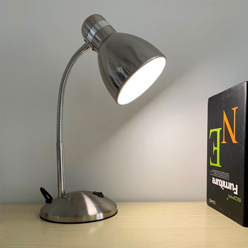 Vintage Industrial Aged Chrome Metal 1-Light Table Lamp
