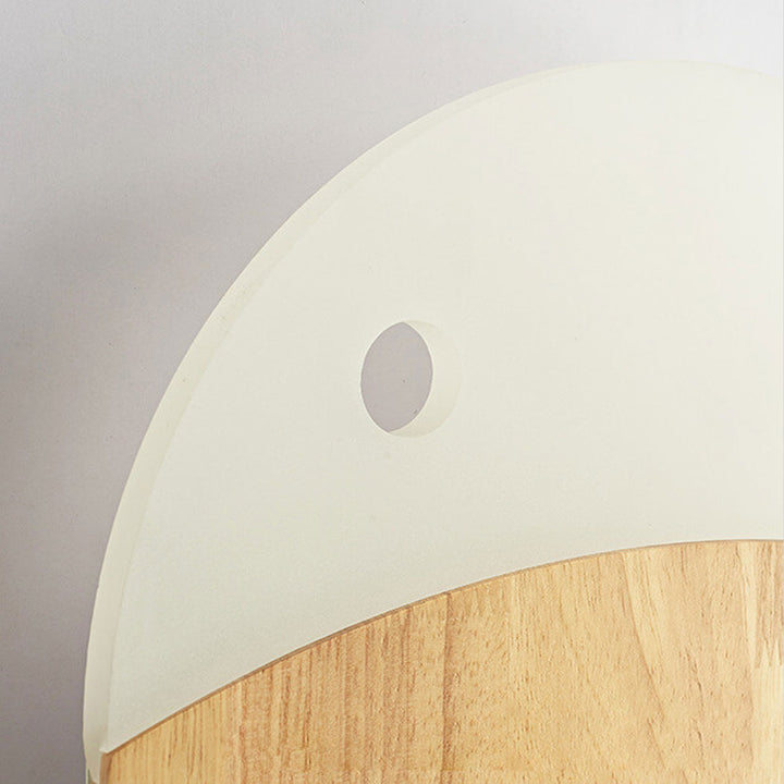 Nordische minimalistische Fisch-LED-Wandleuchte aus Eichenholz 