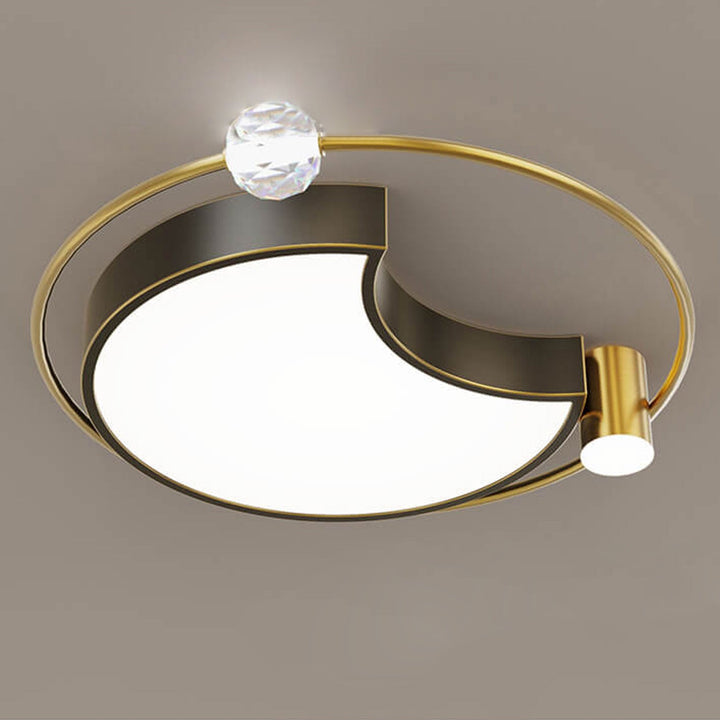 Plafonnier LED en cuivre avec cristaux en forme d&