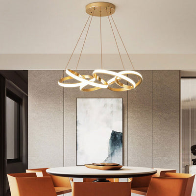 Modern Luxury Gold Twisted Line Island Light LED Chandelier