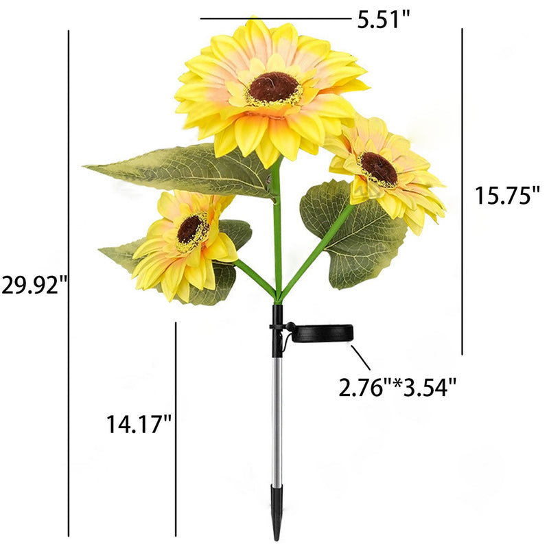 Solar Sunflower 3 Head LED Outdoor Garten Rasen Landschaft Licht 