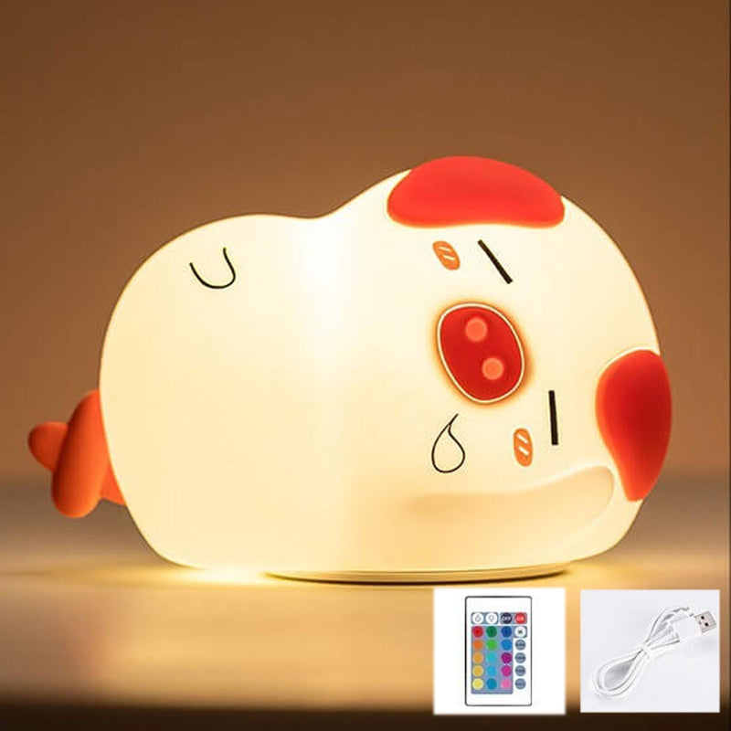 Creative Cartoon Funny Piggy Pat Silicone LED Night Light Table Lamp