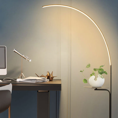 Nordic Minimalist Line Bending with Tray LED Standing Floor Lamp