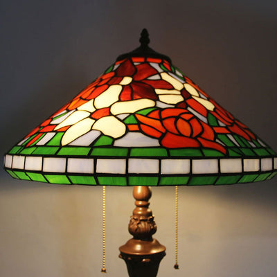 Glas-Tiffany-Stehlampe mit 2 Leuchten im südostasiatischen Stil