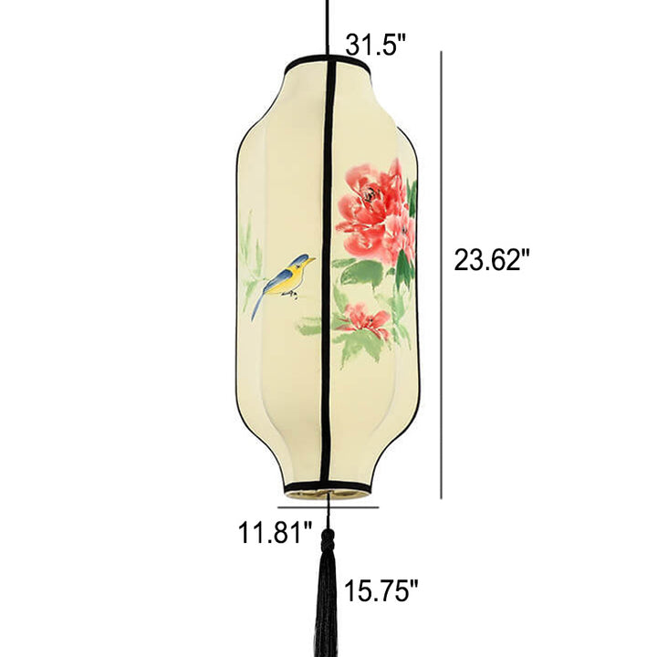 Lanterne ovale antique orientale faite à la main en tissu 1 lumière suspendue 